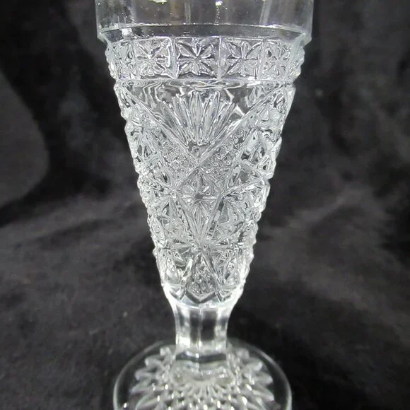 Vintage Clear-Cut Glass Decanter with Tray and 6 Glasses Bar Accessories
